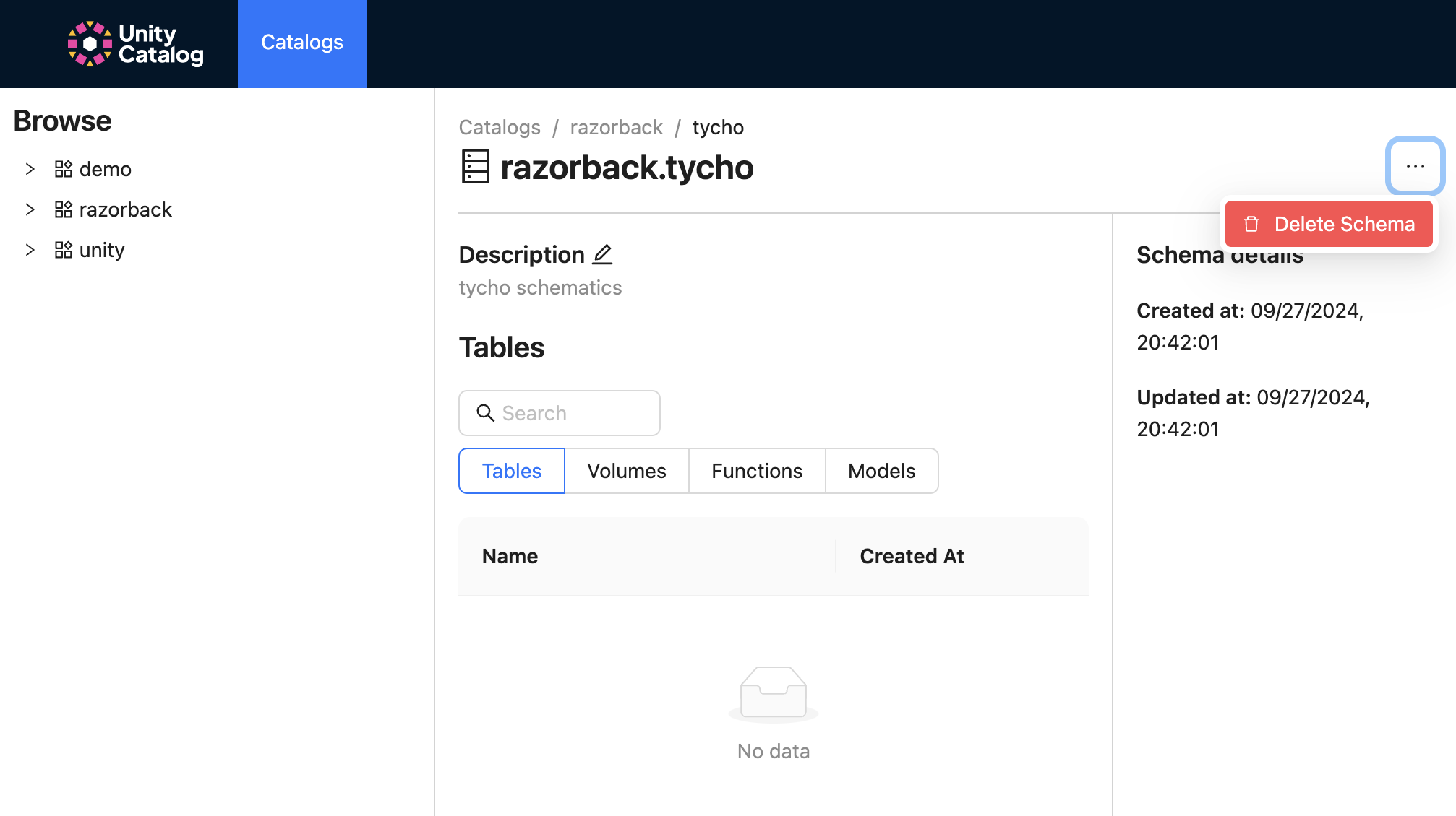 Deleting the Schema