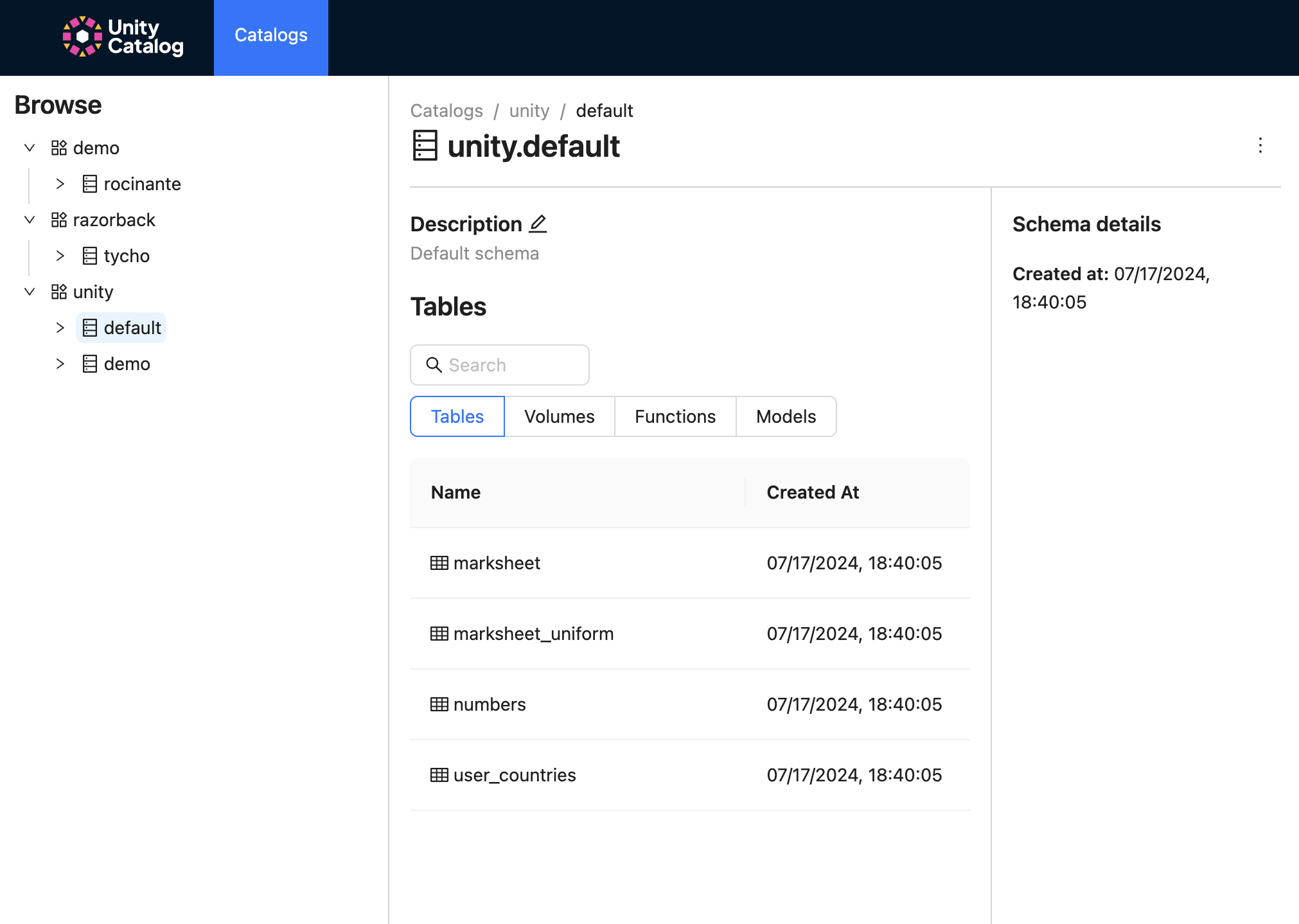 Showing Tables