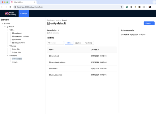 Unity Catalog UI