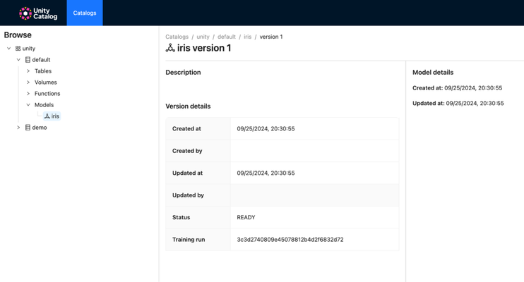 Unity Catalog UI Models