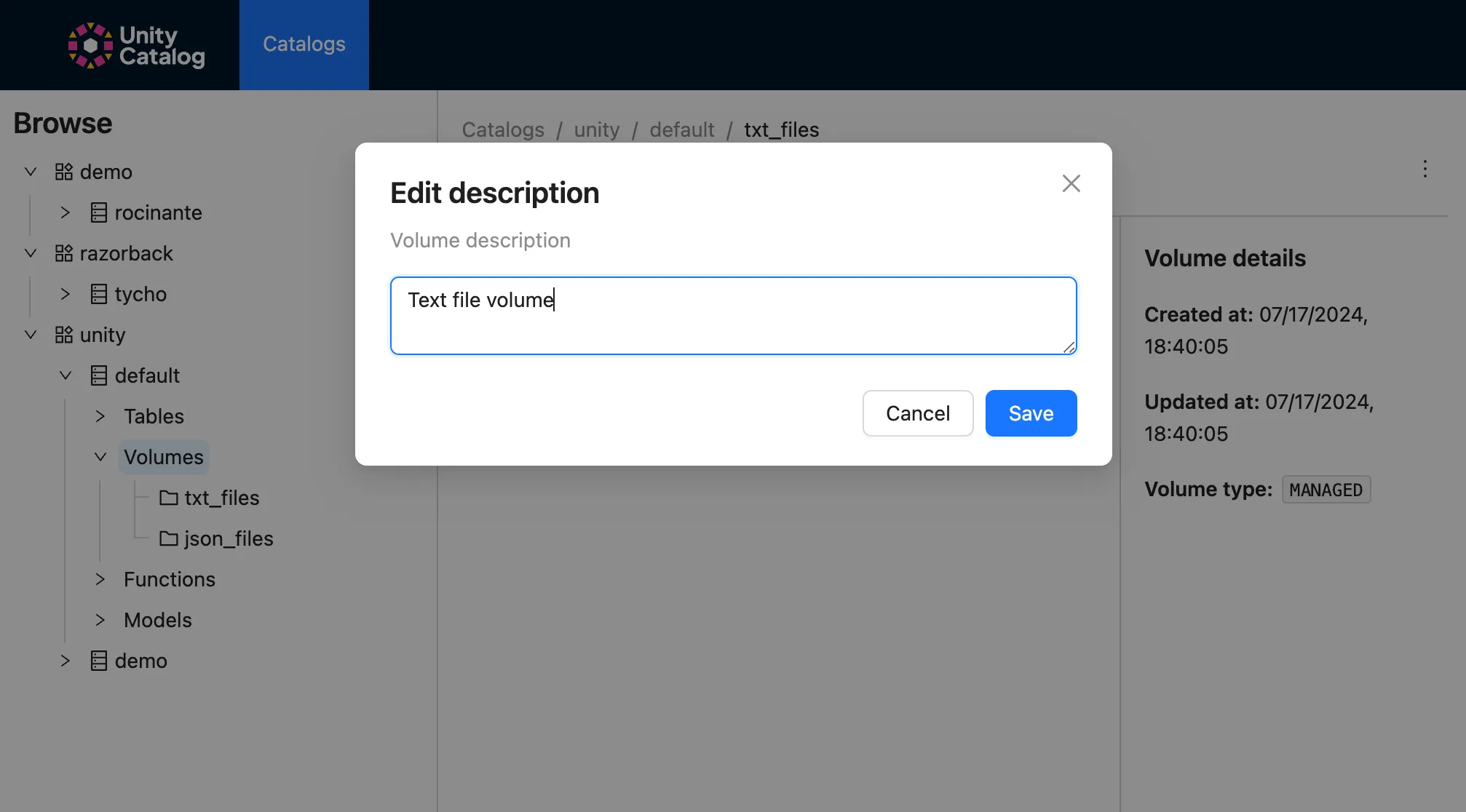 Editing the Volume Description